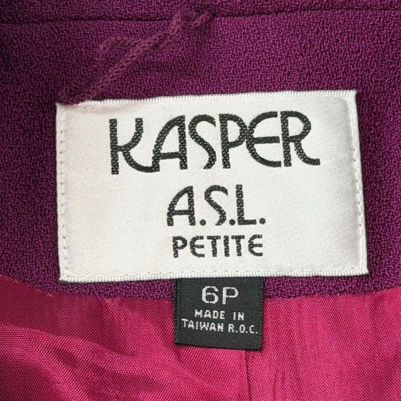 Kasper ASL Blazer Womens 6P Magenta Purple Excellent 100% Wool Petite 30603P - Picture 5 of 9